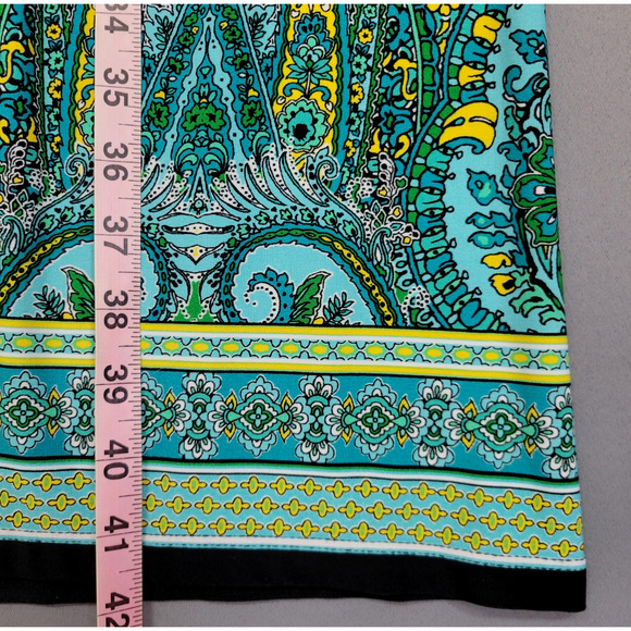 Cato Maxi Skirt Womens Plus Size 18/20W Black Turquoise Paisley Border Stretches - Picture 7 of 11
